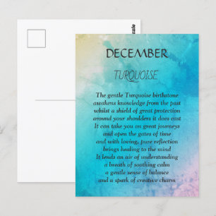 December - verjaardagssteen Turquoise Briefkaart