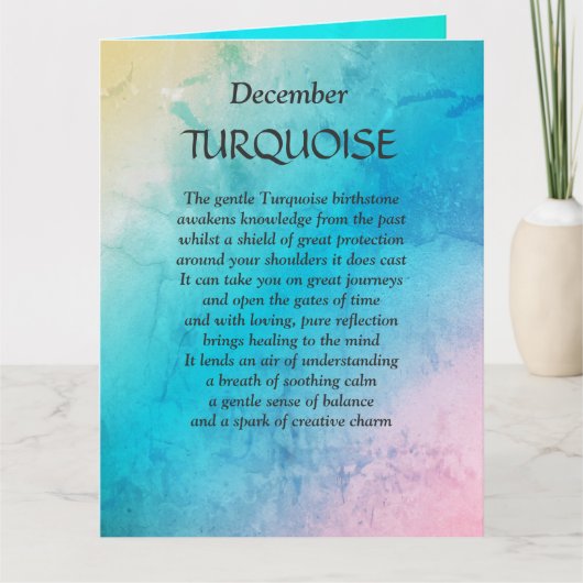 December - verjaardagssteen Turquoise Greeting Kaart (Voorkant)