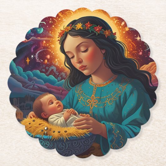 December vreugdevolle kerstvreugde kartonnen onderzetters (Voorkant)