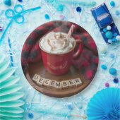 December warme chocolademelk met geplette deken papieren bordje (Feest)