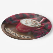 December warme chocolademelk met geplette deken papieren bordje (Gekanteld)