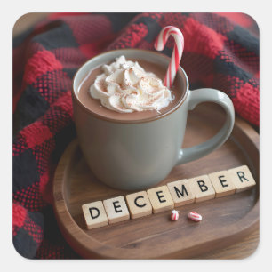 December warme chocolademelk vierkante sticker
