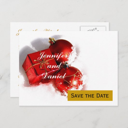 December Wedding Save the Date Aankondiging Briefkaart (Voorkant / Achterkant)