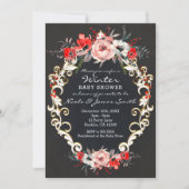 December Winter Baby shower Holly Berry Floral Kaart (Voorkant)