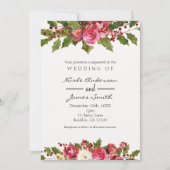 December Winter Bruiloft Holly Berry Bloemenvakant Kaart (Voorkant)