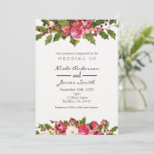 December Winter Bruiloft Holly Berry Bloemenvakant Kaart (Staand voorkant)