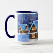 December Winter Sneeuw Scène Seizoensgebonden Vaka Mok (Links)