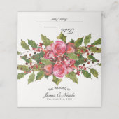 December Winter Wedding Holly Berries Bloementafel Plaatskaartje (Buitenkant ongevouwen)