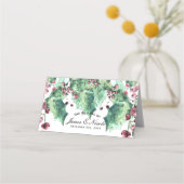December Winter Wedding Holly Berries Tafelnummer Plaatskaartje (Voorkant)