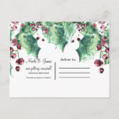 December Winter Wedding Holly Berry Bewaar de datu Aankondigingskaart (Achterkant)