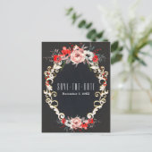December Winter Wedding Holly Berry Bewaar de datu Aankondigingskaart (Staand voorkant)
