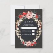 December Winter Wedding Holly Berry Floral RSVP Kaart (Voorkant)