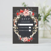 December Winter Wedding Holly Berry Floral RSVP Kaart (Staand voorkant)