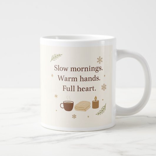 Decemberochtenden | Langzame ochtenden. Warme hand Grote Koffiekop (Rechts)