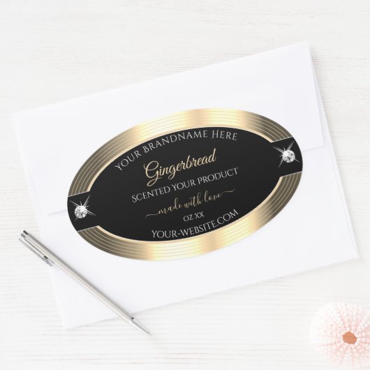 Decent Black Golden Shiny Brilliants Product Label (Envelop)