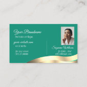 Decent Dark Blauwgroen Wavy Gold Decor met Logo Fo Visitekaartje (Achterkant)