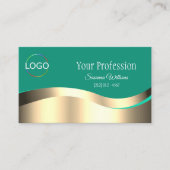Decent Dark Blauwgroen Wavy Gold Decor met Logo QR Visitekaartje (Voorkant)