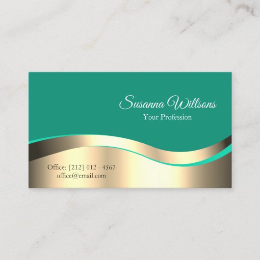 Decent Dark Blauwgroen Wavy Gold Decor Sophisticat Visitekaartje (Voorkant)