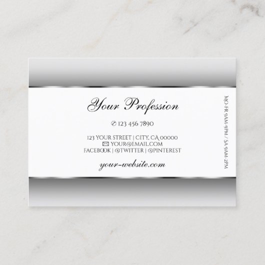 Decent Zilver Grijs Wit Ombre Ovaal Vorm Lijst Visitekaartje (Achterkant)