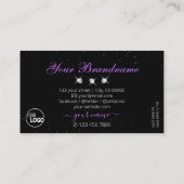 Decent Zwart Roze Paarse Glitter Sterren met Logo Visitekaartje (Achterkant)