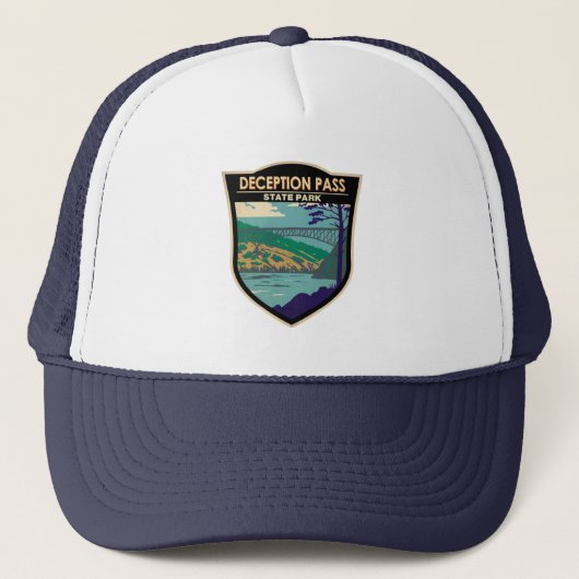 Deceptapas State Park Bridge Washington Badge Trucker Pet (Voorkant)