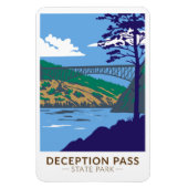 Deceptapas State Park Bridge Washington Retro Magneet (Verticaal)