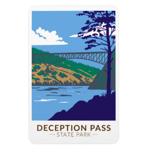 Deceptapas State Park Bridge Washington Retro Magneet