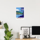 Deception Pass State Park-brug Washington Retro Poster (Thuiskantoor)
