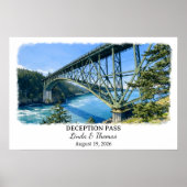 Deception Pass Washington Poster, Aquarel, Klant Poster (Voorkant)