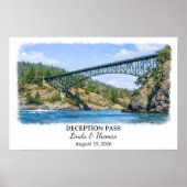 Deception Pass Washington Poster, Aquarel, Klant Poster (Voorkant)
