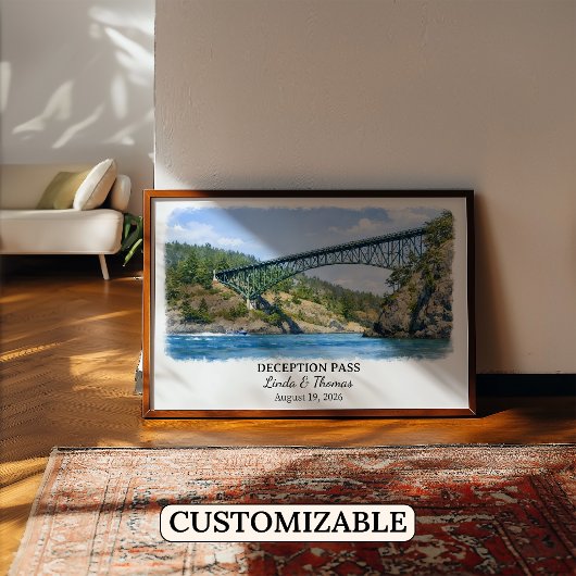 Deception Pass Washington Poster, Aquarel, Klant Poster