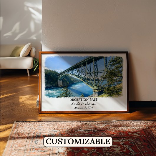 Deception Pass Washington Poster, Aquarel, Klant Poster