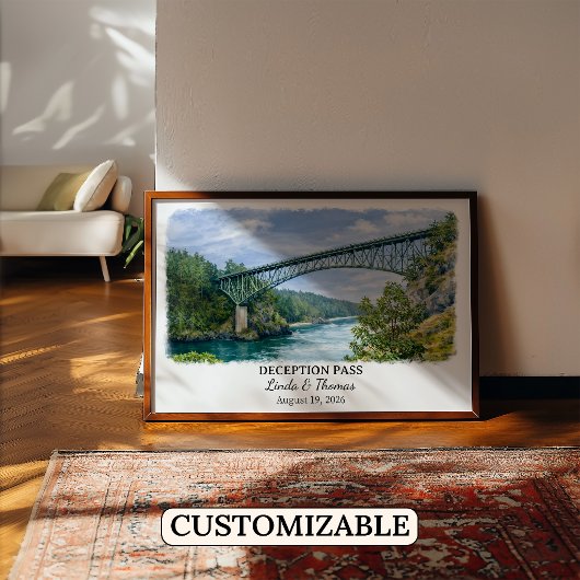 Deception Pass Washington Poster, Aquarel, Klant Poster