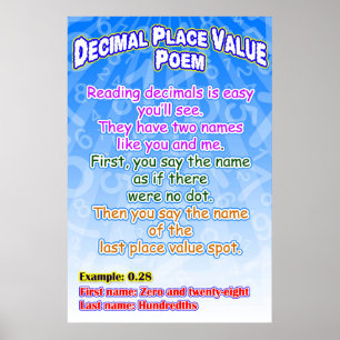 Decimaal Place Value Poem = Poster/ankergrafiek Poster