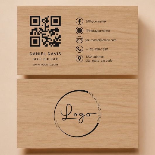 Deck Builder Hout Professioneel QR Code Visitekaartje