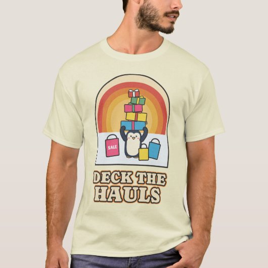 Deck de buit Kerst Winkel Pinguïn T-shirt (Voorkant)