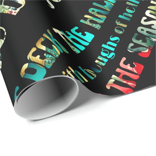 Deck De Hallen Feestelijke Kleurrijke Groovy Moder Cadeaupapier (Rol Hoek)