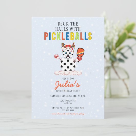 Deck de Hallen Kerstmis Pickleball Toernooi Kaart (Staand voorkant)