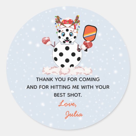 Deck de Hallen Kerstmis Pickleball Toernooi Ronde Sticker (Voorkant)