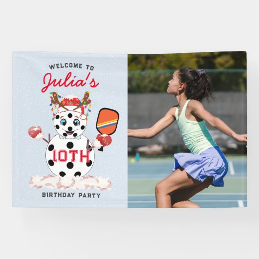 Deck de Hallen Kerstmis Pickleball Toernooi Spandoek (Horizontaal)