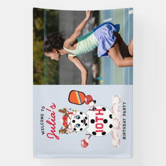 Deck de Hallen Kerstmis Pickleball Toernooi Spandoek (Verticaal)