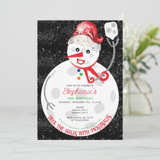 Deck de Hallen Kerstmis Pickleball Verjaardagsfees Kaart (Staand voorkant)