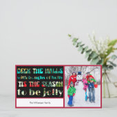 Deck de Hallen Kleurrijke Letters 1 Foto Kerstmis Feestdagenkaart (Staand voorkant)