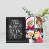Deck de Hallen Krijtbord Foto Kerstmis Feestdagenkaart (Staand voorkant)