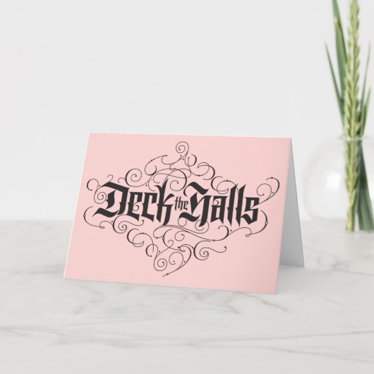 Deck de Hallen Lettering Elegant Kerstmis Roze Feestdagen Kaart (Voorkant)