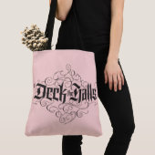 Deck de Hallen Luxe Lettering Blush Pink Black Tote Bag (Dichtbij)