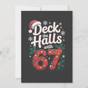 Deck de hallen met 6 7 Grappige kerst zes zeven Bedankkaart