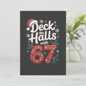 Deck de hallen met 6 7 Grappige kerst zes zeven Bedankkaart (Staand voorkant)