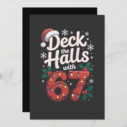 Deck de hallen met 6 7 Grappige kerst zes zeven Bedankkaart (Voorkant / Achterkant)