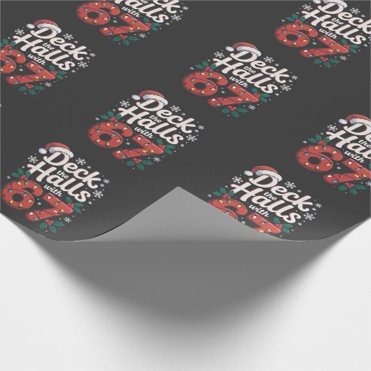 Deck de hallen met 6 7 Grappige kerst zes zeven Cadeaupapier (Hoek)